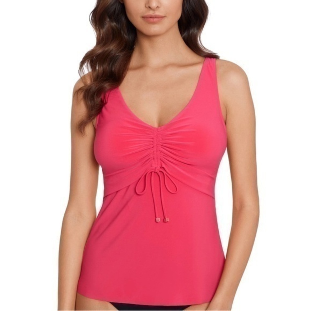 Magicsuit Morningstar Arya Pink Ruched V-Neck Tankini Swimsuit Top Size 10 New